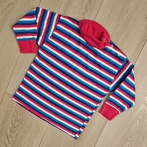 Vintage Sears Baby Pink And Purple Striped‎ Turtleneck Longsleeve Shirt, 18m